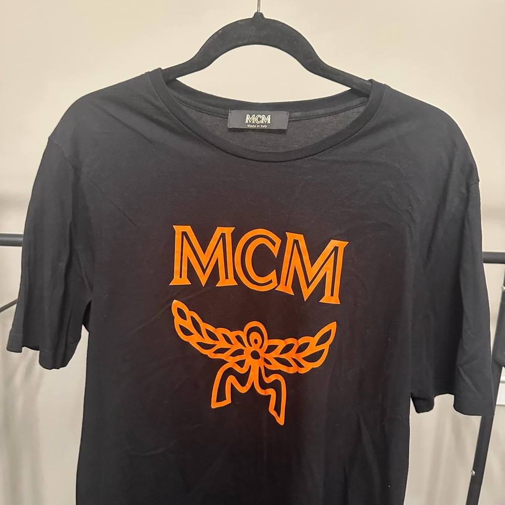 MCM Black T-Shirt with Orange Logo